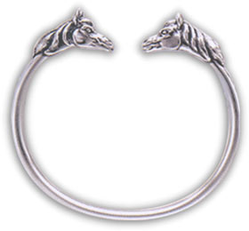 Sterling Silver Double Horse Head Bracelet (#BR708)